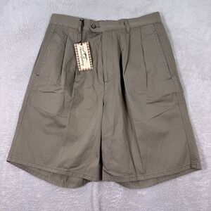 NEW Thomas Burberry Bermuda Shorts Mens 32 Tan Cotton Pleated Classic Deadstock